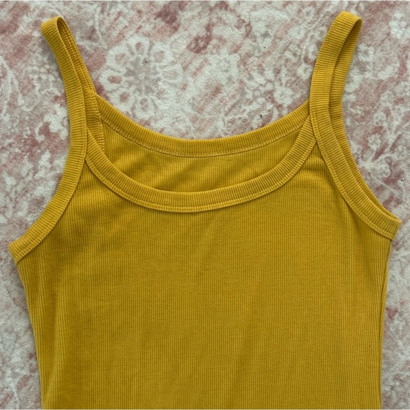 Mustard Yellow Ribbed Tank Top - Picture 3 of 3